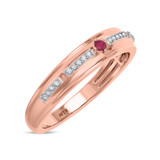 Photo of Bellerose 1/7 CT. T.W. Ruby and Diamond Matching Wedding Band Set 10K Rose Gold [BT2064RM]