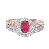 Photo of Bellerose 1 1/6 CT. T.W. Ruby and Diamond Matching Bridal Ring Set 10K Rose Gold [BR2064R-C000]