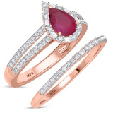 Photo of Lita 1 1/4 Carat T.W. Ruby and Diamond Matching Bridal Ring Set 14K Rose Gold [BR2083R-C000]