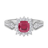 Photo of Kassia 1 3/8 CT. T.W. Ruby and Diamond Matching Bridal Ring Set 14K White Gold [BT2085WE-C000]