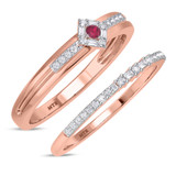 Photo of Lita 1/3 CT. T.W. Ruby and Diamond Matching Wedding Band Set 14K Rose Gold [WB2083R]