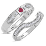 Photo of Kassia 1/3 CT. T.W. Ruby and Diamond Matching Wedding Band Set 14K White Gold [WB2085W]