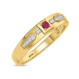 Photo of Kassia 1/6 Carat T.W. Ruby and Diamond Matching Wedding Band Set 10K Yellow Gold [BT2085YM]