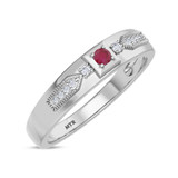 Photo of Kassia 1/6 Carat T.W. Ruby and Diamond Mens Wedding Band 10K White Gold [BT2085WM]