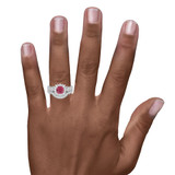 Photo of Kassia 1 1/2 CT. T.W. Ruby and Diamond Trio Matching Wedding Ring Set 14K White Gold [BR2085W-C000] [HT-3]