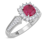 Photo of Kassia 1 1/2 CT. T.W. Ruby and Diamond Trio Matching Wedding Ring Set 14K White Gold [BT2085WE-C000]