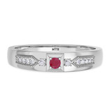 Photo of Kassia 1 1/2 CT. T.W. Ruby and Diamond Trio Matching Wedding Ring Set 14K White Gold [BT2085WM]