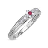 Photo of Lita 1/6 CT. T.W. Ruby and Diamond Matching Wedding Band Set 14K White Gold [BT2083WM]