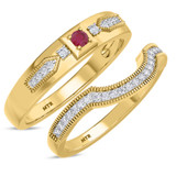 Photo of Kassia 1/3 Carat T.W. Ruby and Diamond Matching Wedding Band Set 14K Yellow Gold [WB2085Y]