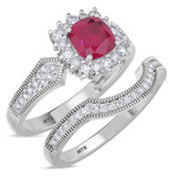 Photo of Kassia 1 3/8 Carat T.W. Ruby and Diamond Matching Bridal Ring Set 10K White Gold [BR2085W-C000]