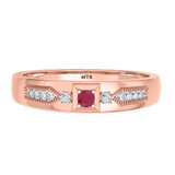 Photo of Kassia 1 1/2 CT. T.W. Ruby and Diamond Trio Matching Wedding Ring Set 10K Rose Gold [BT2085RM]