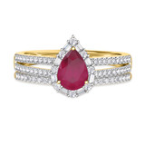 Photo of Lita 1 1/4 CT. T.W. Ruby and Diamond Matching Bridal Ring Set 10K Yellow Gold [BR2083Y-C000]