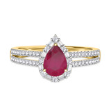 Photo of Lita 1 3/8 Carat T.W. Ruby and Diamond Trio Matching Wedding Ring Set 10K Yellow Gold [BT2083YE-C000]