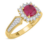 Photo of Kassia 1 1/2 Carat T.W. Ruby and Diamond Trio Matching Wedding Ring Set 10K Yellow Gold [BT2085YE-C000]