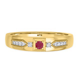 Photo of Kassia 1 1/2 Carat T.W. Ruby and Diamond Trio Matching Wedding Ring Set 10K Yellow Gold [BT2085YM]