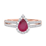 Photo of Lita 1 3/8 CT. T.W. Ruby and Diamond Trio Matching Wedding Ring Set 10K Rose Gold [BT2083RE-C000]