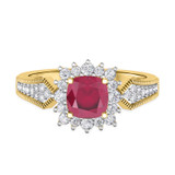 Photo of Kassia 1 1/2 CT. T.W. Ruby and Diamond Trio Matching Wedding Ring Set 14K Yellow Gold [BT2085YE-C000]