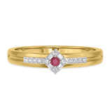 Photo of Lita 1/6 CT. T.W. Ruby and Diamond Matching Wedding Band Set 10K Yellow Gold [BT2083YM]