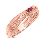 Photo of Neeja 1/8 CT. T.W. Ruby and Diamond Mens Wedding Band 14K Rose Gold [BT2088RM]