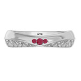 Photo of Neeja 1/8 CT. T.W. Ruby and Diamond Mens Wedding Band 10K White Gold [BT2088WM]
