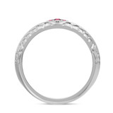 Photo of Neeja 1/8 CT. T.W. Ruby and Diamond Mens Wedding Band 14K White Gold [BT2088WM]