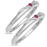 Photo of Neeja 1/10 Carat T.W. Ruby and Diamond Same Sex Ladies Band Set 14K White Gold [WL2088W]