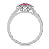 Photo of Neeja 1/2 CT. T.W. Ruby and Diamond Trio Matching Wedding Ring Set 10K White Gold [BT2088WE-C000]