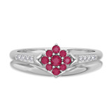 Photo of Neeja 3/8 Carat T.W. Ruby and Diamond Matching Bridal Ring Set 10K White Gold [BR2088W-C000]