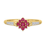 Photo of Neeja 3/8 CT. T.W. Ruby and Diamond Matching Bridal Ring Set 10K Yellow Gold [BT2088YE-C000]