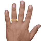 Photo of Neeja 1/2 CT. T.W. Ruby and Diamond Trio Matching Wedding Ring Set 10K Yellow Gold [BT2088YM] [HT-2]