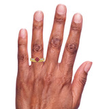 Photo of Neeja 1/2 CT. T.W. Ruby and Diamond Trio Matching Wedding Ring Set 14K Yellow Gold [BR2088Y-C000] [HT-3]
