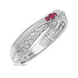 Photo of Neeja 1/6 Carat T.W. Ruby and Diamond Matching Wedding Band Set 10K White Gold [BT2088WM]