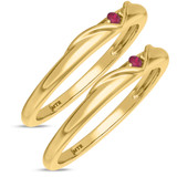 Photo of Neeja 1/10 Carat T.W. Ruby and Diamond Same Sex Ladies Band Set 10K Yellow Gold [WL2088Y]