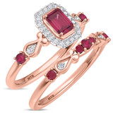 Photo of Garland 1 Carat T.W. Ruby and Diamond Matching Bridal Ring Set 14K Rose Gold [BR2074R-C000]