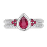 Photo of Abilia 1 1/10 Carat T.W. Ruby and Diamond Matching Bridal Ring Set 14K White Gold [BR2076W-C000]