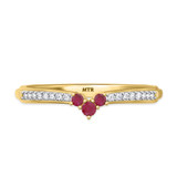 Photo of Abilia 1 1/10 CT. T.W. Ruby and Diamond Matching Bridal Ring Set 10K Yellow Gold [BT2076YL]