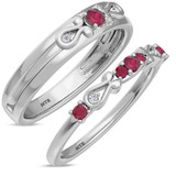 Photo of Garland 1/3 CT. T.W. Ruby and Diamond Matching Wedding Band Set 10K White Gold [WB2074W]