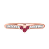 Photo of Abilia 1/4 Carat T.W. Ruby and Diamond Matching Wedding Band Set 10K Rose Gold [BT2076RL]