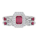 Photo of Garland 1 CT. T.W. Ruby and Diamond Matching Bridal Ring Set 14K White Gold [BR2074W-C000]