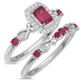 Photo of Garland 1 CT. T.W. Ruby and Diamond Matching Bridal Ring Set 14K White Gold [BR2074W-C000]
