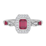 Photo of Garland 1 CT. T.W. Ruby and Diamond Matching Bridal Ring Set 14K White Gold [BT2074WE-C000]