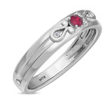 Photo of Garland 1/7 CT. T.W. Ruby and Diamond Mens Wedding Band 14K White Gold [BT2074WM]