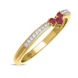 Photo of Abilia 1 1/10 CT. T.W. Ruby and Diamond Matching Bridal Ring Set 14K Yellow Gold [BT2076YL]