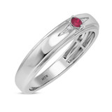 Photo of Abilia 1/10 Carat T.W. Ruby and Diamond Mens Wedding Band 10K White Gold [BT2076WM]