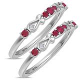 Photo of Garland 1/3 CT. T.W. Ruby and Diamond Same Sex Ladies Band Set 14K White Gold [WL2074W]