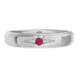 Photo of Abilia 1/10 Carat T.W. Ruby and Diamond Mens Wedding Band 14K White Gold [BT2076WM]