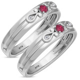 Photo of Garland 1/7 Carat T.W. Ruby and Diamond Matching Wedding Band Set 14K White Gold [WM2074W]