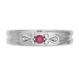 Photo of Garland 1/7 Carat T.W. Ruby and Diamond Matching Wedding Band Set 14K White Gold [BT2074WM]