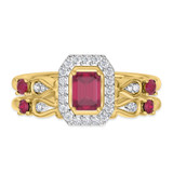 Photo of Garland 1 CT. T.W. Ruby and Diamond Matching Bridal Ring Set 10K Yellow Gold [BR2074Y-C000]