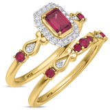 Photo of Garland 1 CT. T.W. Ruby and Diamond Matching Bridal Ring Set 10K Yellow Gold [BR2074Y-C000]